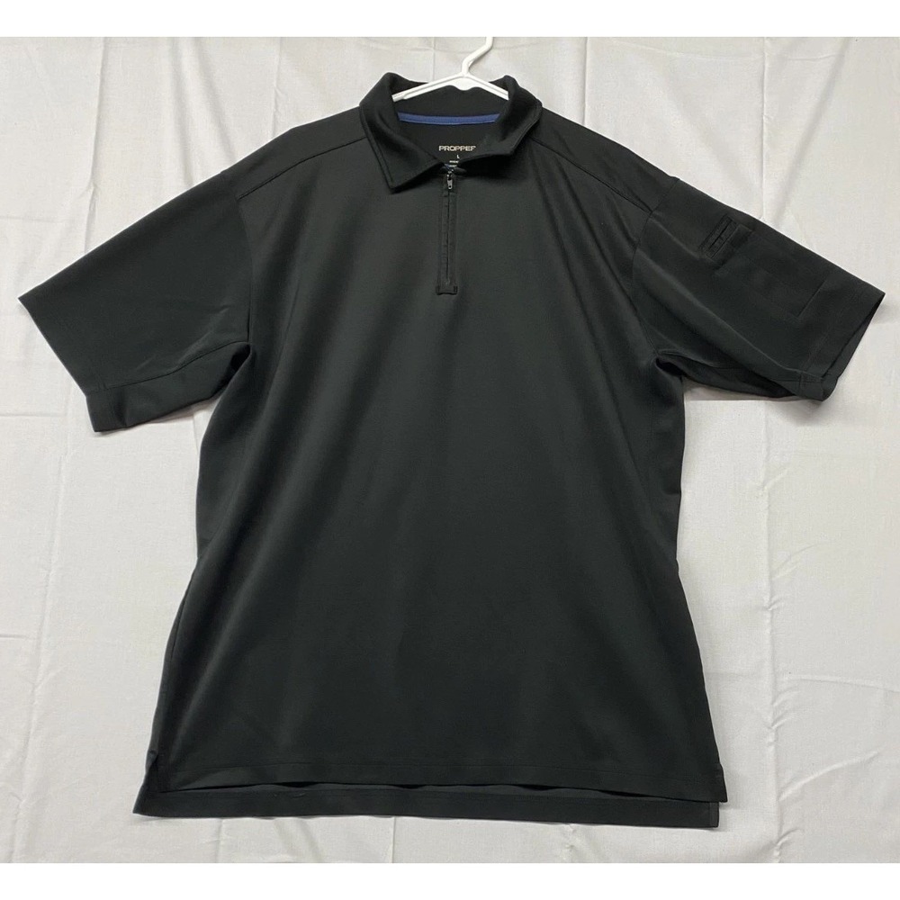 Propper Tactical Polo Shirt Mens Large Black Athletic Stretch Quick Dry 1/4 Zip
